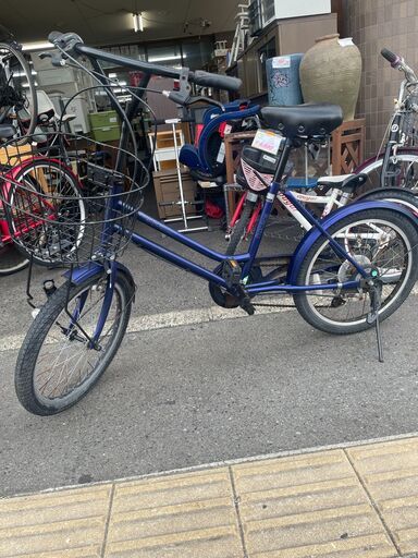 リサイクルショップどりーむ荒田店 No1252 自転車　20インチ　メタリックブルー　ギア切り替え付き♪　カゴ付き　LEDライト付き♪