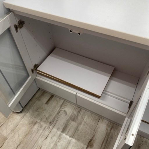 キャビネット ホワイト ココリボン ガラスキャビネット ホワイト