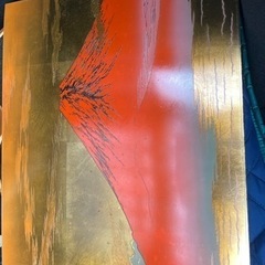 銅板金箔画 赤富士