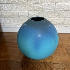 美品　花瓶　フラワーベース　青　ブルー　壺
