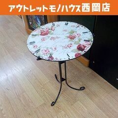 サイドテーブル ミニテーブル 丸テーブル 花台 花柄 直径30×...