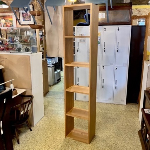 《売約済》【池上店】 無印良品 スタッキングシェルフ 1列 5段 オーク材 オープンシェルフ 棚 飾り棚 ユニット シェルフ 木製 ナチュラル 壁面収納 棚　飾り棚　本棚　ラック　北欧　オーク　検 ウォールナット ウォルナット　キャビネット