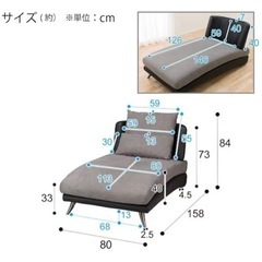 布張りカウチソファ(ポーション2KD GY) 