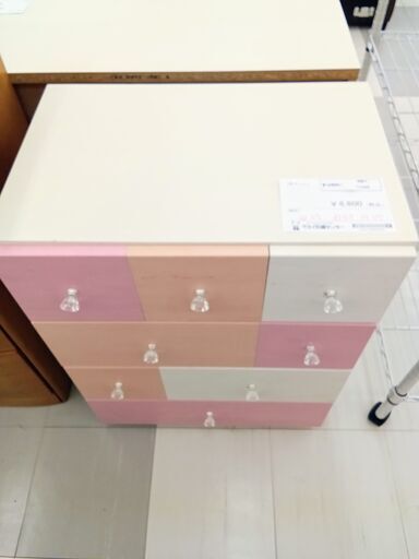 ★ジモティ割あり★ ニトリ 4段チェスト 白×ピンク H77×D43×W59 クリーニング済み TC425