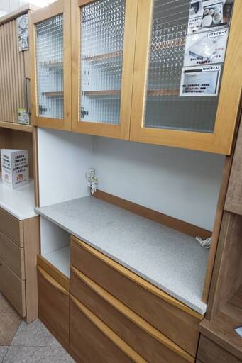 ☆堀田木工所/3面レンジボード/木目/ナチュラル/モイス/ガラス ☆堀田木工所/3面レンジボード/木目/ナチュラル/モイス/ガラス