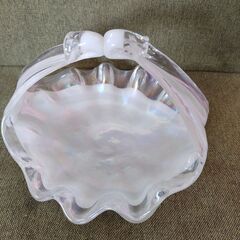 【昭和レトロ】ガラス製菓子皿・フルーツ皿 高さ15cm 幅18c...