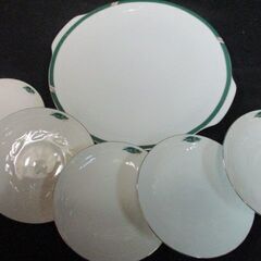 引き取り限定 ナルミ 食器 白色✕緑 ６点セット 未使用の保管品