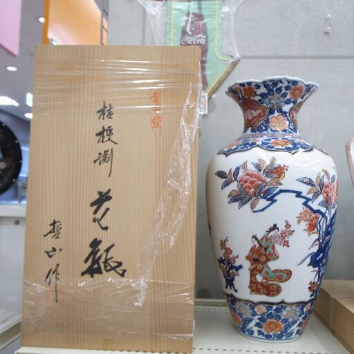 143/605 有田焼 哲山作 大花瓶 桔梗渕美人 未使用品【モノ市場知立店】