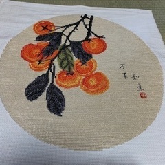柿のクロス刺繍