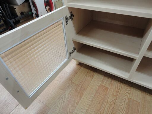 マルチキャビネット ガラス扉付き ナチュラル系 幅88.5㎝ 収納棚 食器棚 リビング収納 カウンター 西岡店 マルチキャビネット ガラス扉付き ナチュラル系 幅88.5㎝ 収納棚