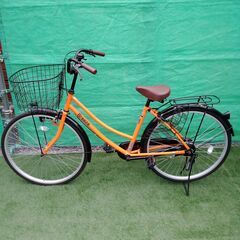26 インチ自転車、ママチャリ、 オレンジと黒色　切り替え機能は...