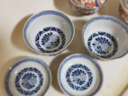 骨董 伊万里焼 蓋付き茶椀 5客セット 骨董 伊万里焼 蓋付き茶