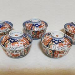 骨董 伊万里焼 蓋付き茶椀 5客セット