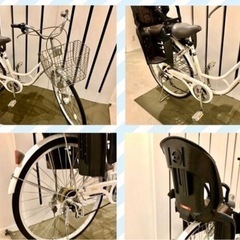 27インチ子供乗せ付　LEDオートライト 6段変速  ホワイト