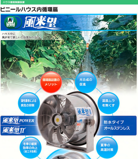 風来望Ⅱ本体（循環扇）6台+温度センサー付きｾﾝｻｰ制御盤（未使用品）