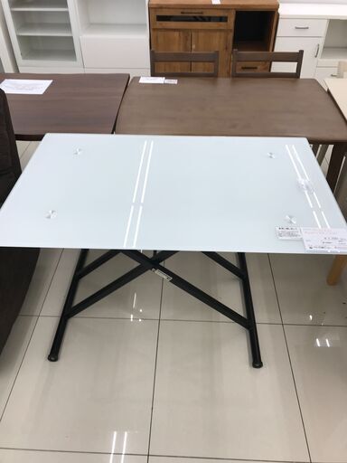 ★ジモティ割あり★ NITORI 昇降ガラステーブル ブラック H74.5×D75×W120.5 クリーニング済み HJ3203