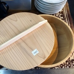 【引取り限定】中古　木桶　寿司桶　酢飯桶(蓋付き)