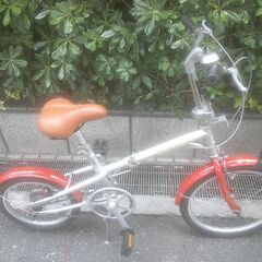 整備済み中古自転車　20/16インチ　税別￥14.800-　日本製　折り畳み自転車　これでも新車(´ε｀；)　シルバー/オレンジ505