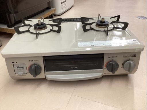 美原店　LPガス　ガステーブルコンロ [2口 /左強火] クリームベージュ RTE564BEL [約56cm(コンパクトタイプ) /プロパンガス /左強火] 2019年製 生活雑貨 調理器具 ガステーブル