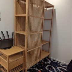 IKEA ノールドシーサ ハンガーラック NORDKISA ノールドシーサ オープンワードローブ 引き戸付き, 竹