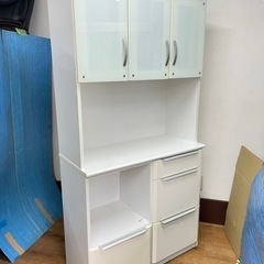 食器棚ホワイト(白色)/キッチンラック/レンジボード/キッチンボ...