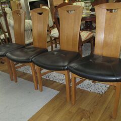 R401 KARIMOKU ハイバック ダイニング椅子、4脚セット、Used・美品