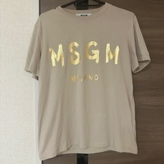 【美品】MSGM ベージュ ゴールドロゴ Tシャツ