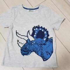 【新品・未使用】110～116cm　Tシャツ　恐竜スパンコール