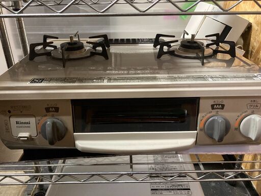 ☆中古￥7,800！Rinnai　2口ガスコンロ　家電　KGM33NBER型　都市ガス用　2015年製　【BE120】