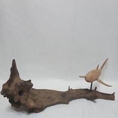 作家一点物　　木彫りのサメ　流木オブジェ