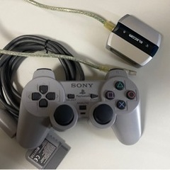 "【簡易除菌済】PS1コントローラー ＋PC接続USB変換アダプ...
