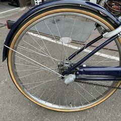 ブリヂストン 26インチ 自転車 3段変速 ネイビー 鍵付き カゴ付き
