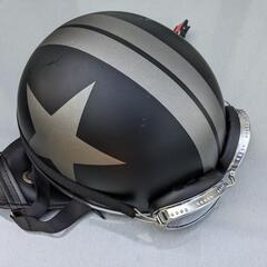 【ネット決済・配送可】ハーフヘルメット　58-60センチ　ブラッ...