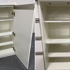 ニトリ/NITORI キッチンカウンター リガーレ 幅180 ソフトクローズ ハイグロスホワイト 食器棚 中古家具 店頭引取歓迎 R8339