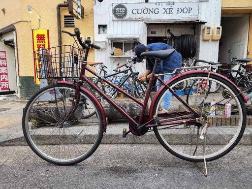 ママチャリ　２７インチ  カギ　付き　赤　サドル　新品　配達可能