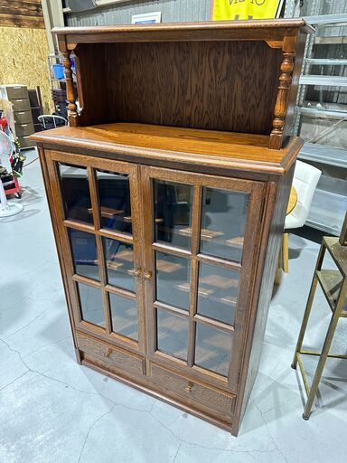 ★カップボード★ キャビネット アンティーク調 レトロ クラシカル W90cm ダイニングボード 飾り棚 ブラウン