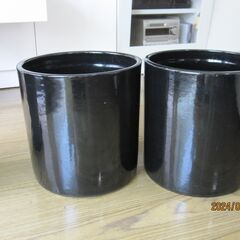 鉢カバー　陶器　黒　3ケ