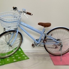 【美品】子供用　自転車　マハロジュニア　24インチ　ブルー　6段変速　ヘルメット付き