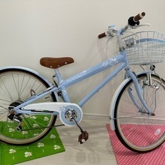 【美品】子供用　自転車　マハロジュニア　24インチ　ブルー　6段...