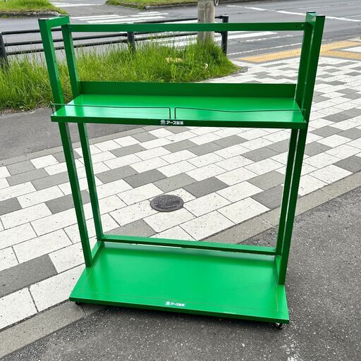 アース製薬 キャスター付きオープンラック オープンシェルフ キャビネット グリーンカラー 二段 計器 インテリア コレクション used