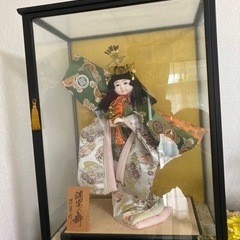 日本人形　浦安の舞　ガラスケース付き
