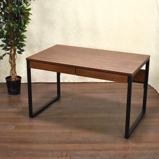 【ヤ取終了6/17】≪zyt1481ジ≫ LOWYA/ロウヤ Clamo desk/クレモデスク 幅120cm 2D12070 引き出し2杯 ビンテージ風 PCデスク/学習机 60406-11