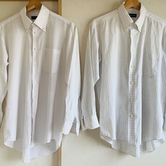 【中古】メンズ　ビジネス　ボタンダウン　シャツ　ワイシャツ　2枚セット