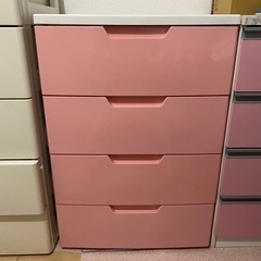 ピンク　4段チェスト(カラーボックス)　