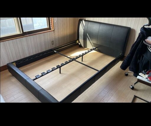 【愛知県一宮市】引き取り歓迎　ニトリ　ダブルベッド（マットレス付き）黒 愛知県一宮市】引き取り歓迎 ニトリ ダブルベッド（マットレス付き）黒