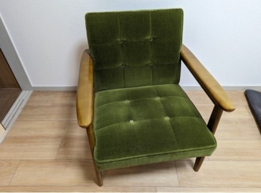 カリモク　モケットグリーン ソファ　家具