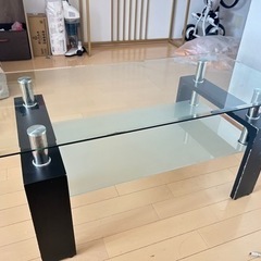 ガラステーブル ローテーブル モノクロ