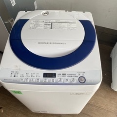 NO94❗️ 福岡市内配送設置無料 洗濯機 7.0kg SHARP シャープ ES-G7E2-KB 風乾燥 穴なしステンレス槽 時短コース
