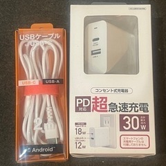 コンセント式高速充電器＋USBケーブル　タイプC 2M for ...
