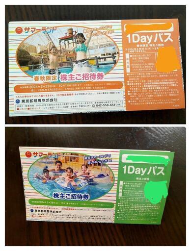 東京 サマーランド 春秋限定株主ご招待券 8枚 1DAYパス 常磐興産株主優待